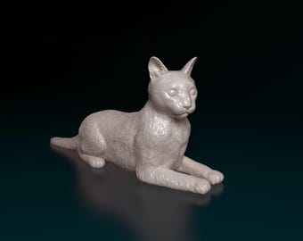3D-geprinte Cyperse kat – Realistisch gestreept kattenbeeldje, handgemaakte huisdiersculptuur, woondecoratiecadeau