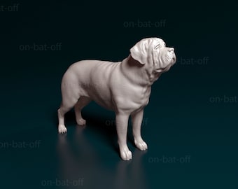 3D Printed English Mastiff Dog Statue - Ready-to-paint unpainted printing or painting service by us