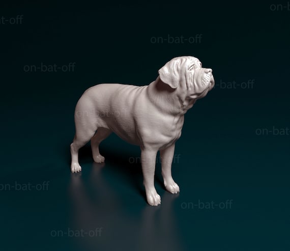 3D Printed English Mastiff Dog Statue - Ready-to-paint unpainted printing or painting service by us