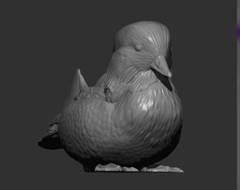Sitting Mandarin Duck Figurine | 3D Printed Colorful Bird Statue | Bird Lover Gift