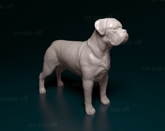 3D Printed Dogue de Bordeaux Dog Statue - Ready-to-paint unpainted printing or painting service by us