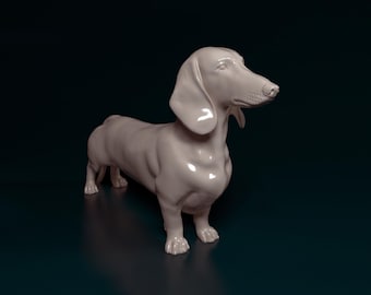 Figura de perro salchicha de pie, estatua de perro salchicha impresa en 3D, regalo conmemorativo para mascotas