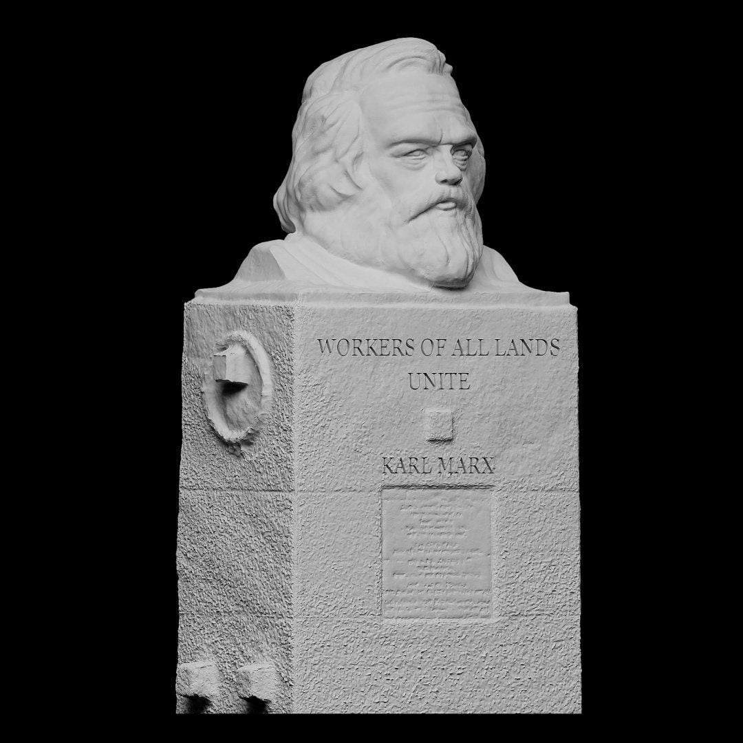 3D Printed Karl Marx – Philosopher Bust, Handmade Political Sculpture, Home Office Decor
