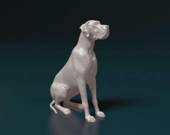 3D Printed Dane Figurine | Sitting Dog Statue, Gentle Giant Decor