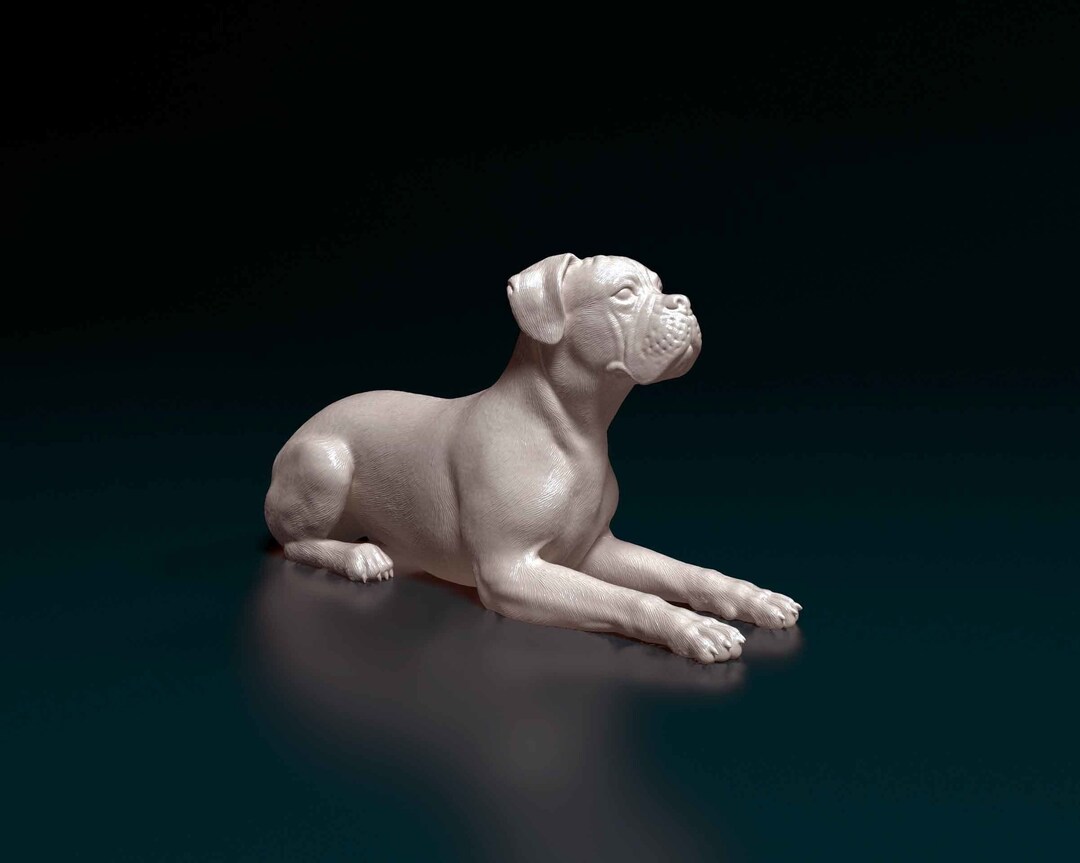 3D Printed Boxer Dog Statue Readytopaint Unpainted Printing or