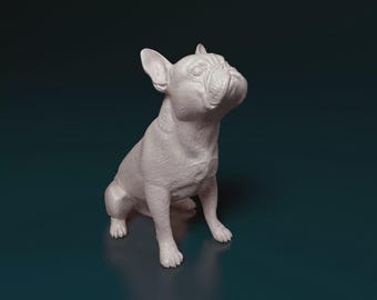 French Bulldog Figurine | 3D Printed Sitting Frenchie Statue | Dog Lover Gift | Pet Memorial Decor | Custom Desktop Puppy Sculpture