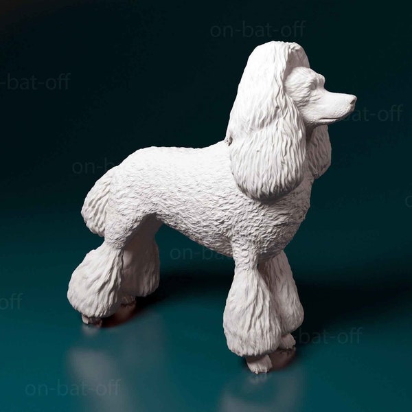 Statue de chien caniche imprimée en 3D - Service d'impression ou de peinture non peint prêt à peindre par nos soins