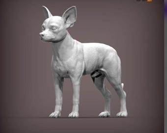 Standing Russian Toy Terrier Figurine, 3D Printed Small Dog Sculpture, Dog Lover Gift