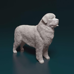 Newfoundland Dog 3D Printed Statue for Pet Memorial or Shelf Display