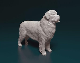 Newfoundland Dog 3D Printed Statue for Pet Memorial or Shelf Display