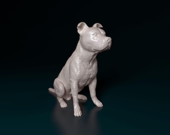 Staffordshire Bull Terrier Figurine | 3D Printed Sitting Staffy Dog Statue | Bully Breed Lover Gift | Pet Memorial Decor | Desktop Sculpture