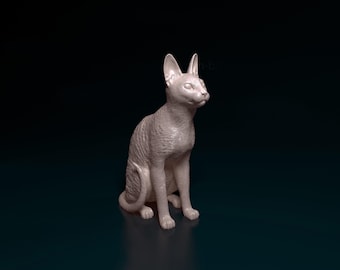 Cornish Rex Cat Figurine 3D Printed Sculpture for Pet Memorial or Shelf Display