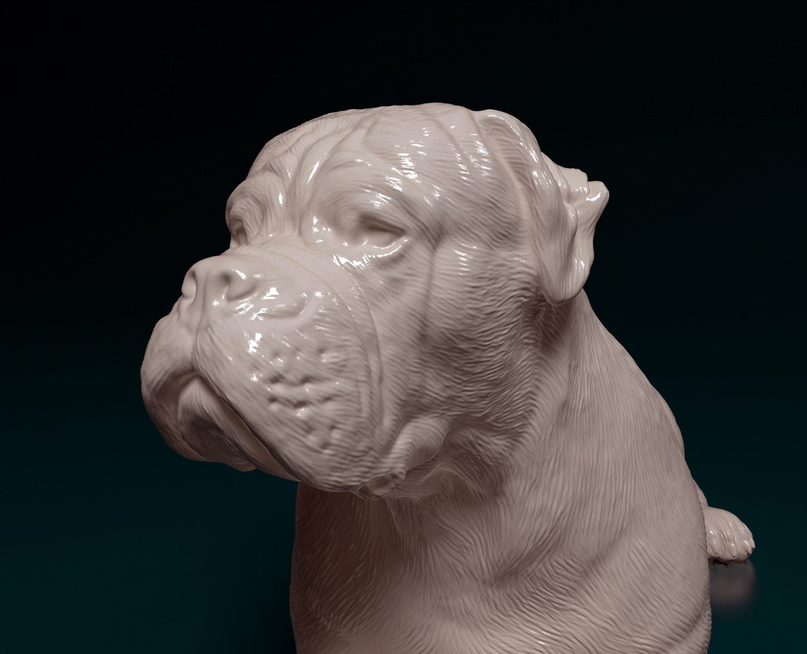 large silver bulldog statue