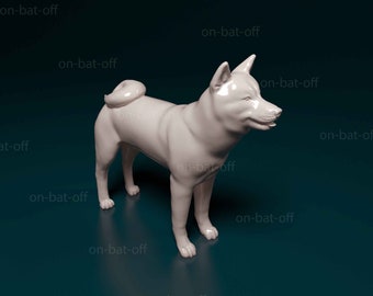3D Printed Akita Inu Dog Statue - Ready-to-paint unpainted printing or painting service by us