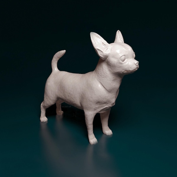 Chihuahua Figurine 3D Printed Dog Sculpture for Memorial or Shelf Display
