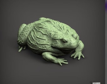 Crouching African Bullfrog Figurine, 3D Printed Frog Sculpture, Amphibian Lover Gift