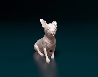 Figura de chihuahua, estatua de perro sentado impresa en 3D, regalo conmemorativo para mascotas