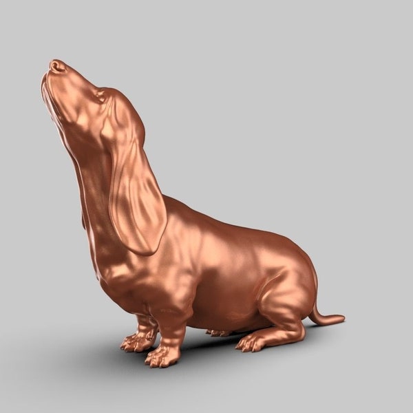 3D Printed Basset Hound Dog Statue - Ready-to-paint unpainted printing or painting service by us