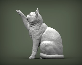 Sitting Cat Figurine | 3D Printed Feline Statue | Cat Lover Gift | Pet Memorial Decor | Custom Desktop Cat Sculpture