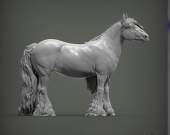 Standing Gypsy Vanner Horse Figurine, 3D Printed Cob Sculpture, Equestrian Gift