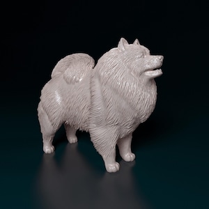 Escultura de perro Keeshond impresa en 3D para regalo o exhibición conmemorativa de mascotas