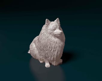 3D Printed Pomeranian Sculpture – Fluffy Dog Figurine for Home Display or Pet Memorial