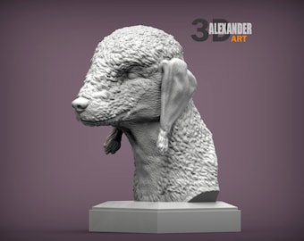 Bedlington Terrier 3D Printed Dog Bust for Pet Memorial or Shelf Display