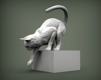 3D-geprinte kat – schattig kattenbeeldje, handgemaakte huisdiersculptuur, woondecoratiecadeau