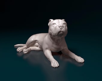 Pitbull Figurine | 3D Printed Lying Dog Statue | Bully Breed Lover Gift | Pet Memorial Decor | Custom Desktop Puppy Sculpture