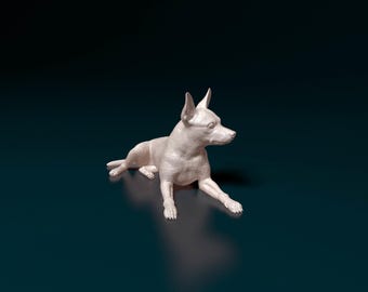 Estatua de perro Pinscher miniatura impresa en 3D para conmemorar a tu mascota o exhibirla en un estante.