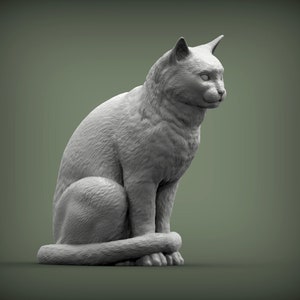 3D Printed Cat Sitting Figurine for Shelf Decor or Pet Remembrance Gift