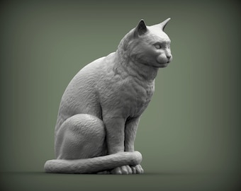 3D Printed Cat Figurine for Shelf Decor or Pet Remembrance Gift