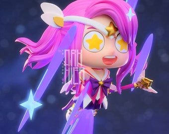 League of Legends Chini Star Guardian Lux Figurine - 3D Printed Collectible - Ready to Painting