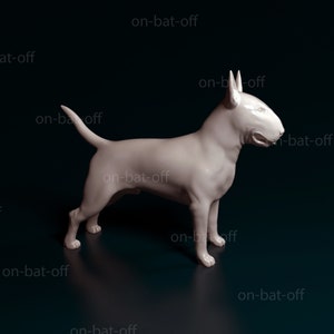 3D Printed Bull Terrier Dog Statue - Ready-to-paint unpainted printing or painting service by us