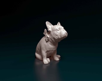 French Bulldog 3D Printed Figurine | Frenchie Dog Statue | Dog Lover Gift | Pet Memorial Decor | Custom Puppy Desktop Sculpture