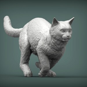 3D Printed Running Cat – Dynamic Feline Figurine, Handmade Pet Sculpture, Home Decor Gift