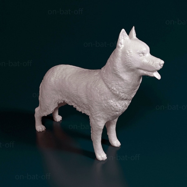 3D Gedruckte Siberian Husky Hundestatue - Ready-to-Pain unlackierter Druck oder Malservice von uns