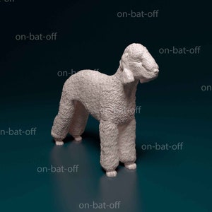 3D Printed Bedlington Terrier Dog Statue - Ready-to-paint unpainted printing or painting service by us