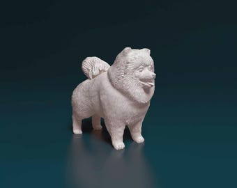 Standing Pomeranian Figurine, 3D Printed Fluffy Dog Statue, Pomeranian Lover Gift