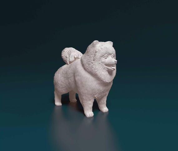 Pomeranian 3D Printed Dog Statue for Pet Memorial or Shelf Display
