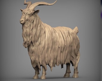 Standing Dutch Landrace Goat Figurine, 3D Printed Long Haired Farm Animal, Goat Lover Gift