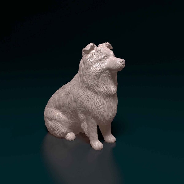 3D Printed Australian Shepherd Puppy Dog Statue - Ready-to-paint unpainted printing or painting service by us