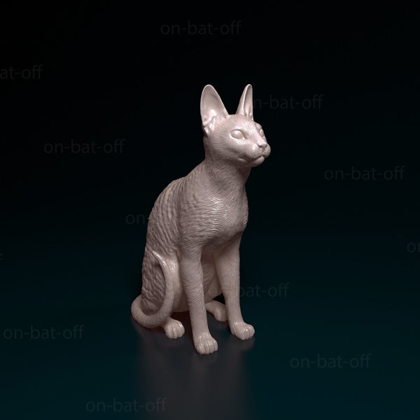 3D Printed Cornish Rex Cat Statue - Ready-to-paint unpainted printing or painting service by us