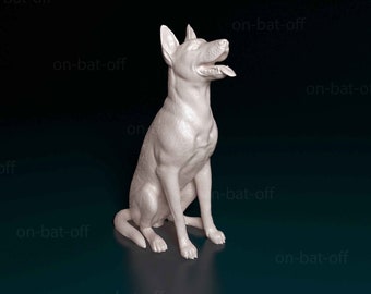 3D Printed Malinois Dog Statue - Ready-to-paint unpainted printing or painting service by us