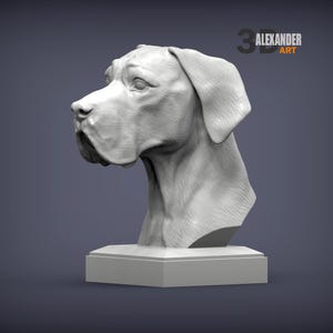 3D Printed German Dog Bust – Dog Head Sculpture, Home Decor, Pet Memorial Gift, Strong Breed Display