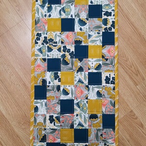 Modern Floral Table Runner, Patchwork Table Runner, Quilted Table Runner, Handmade Table Runner