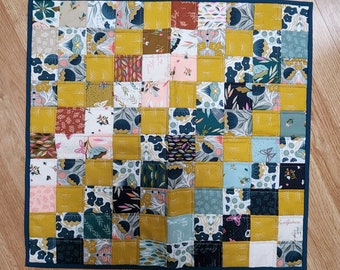 Patchwork Quilted Table Topper: Handmade Cotton Table Decor (21x20")