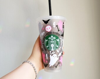 Halloween Iced Coffee Cup | Cute Halloween Cup | Starbucks Halloween Cup  | Best Friend Gift | Glitter Straw Included