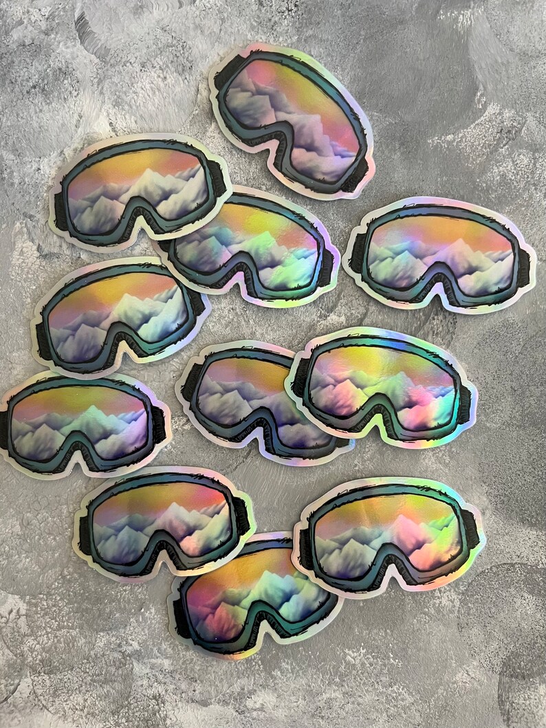 Pixelated Goggle Sticker Holographic Snow Googles Sticker - Etsy
