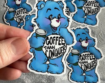 Coffee Than Conquer Care Bear Sticker
